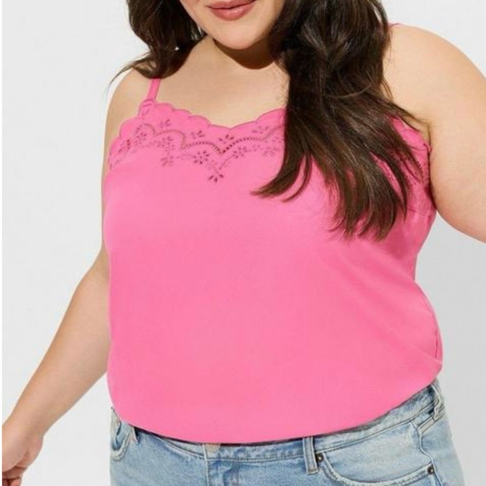 Torrid Pink Sophie Georgette Embroidered Cami Tank Top NWT